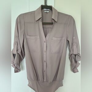 Express Women's Button-Down Shirt - Taupe